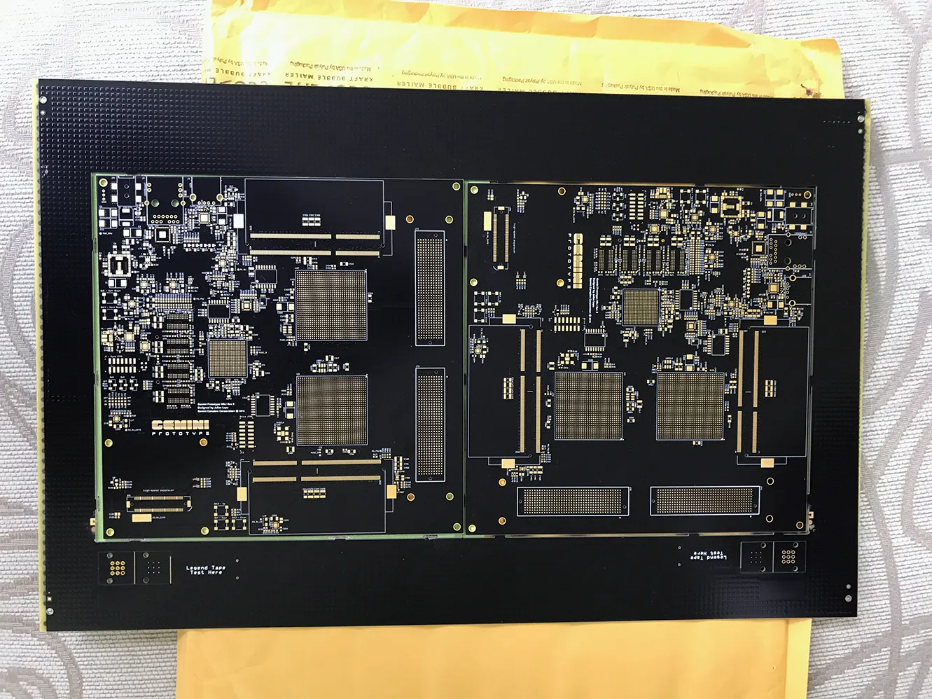 Bare fabricated boards before assembly