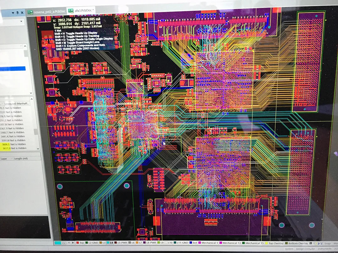 Routing traces across twelve layers